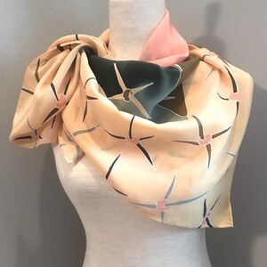 SILK SCAPES POP ART, Hand Painted “Carnation at The Top” Silk Scarf 34”x34”